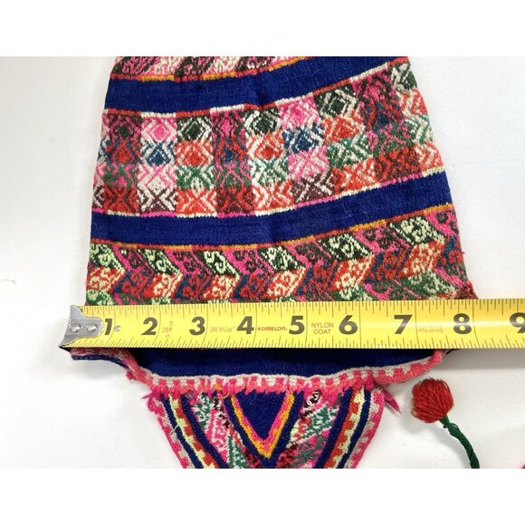 Antique Vintage traditional Andean chullo Peruvian hand-knitted hat main image 4